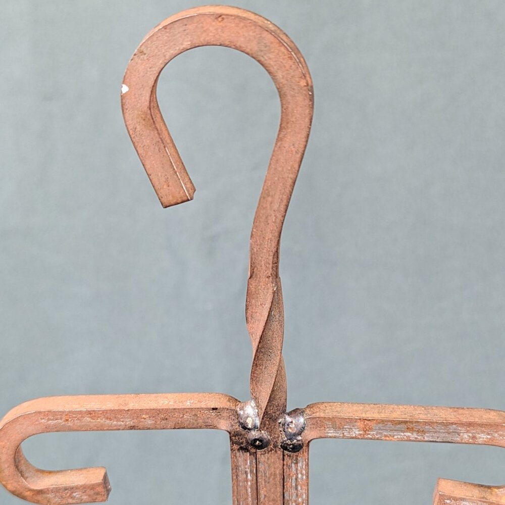 Vintage Wrought Iron Mug Holder Metal Coffee Cup Stand Rustic 16" x 8" Holds 4 - Picture 5 of 16